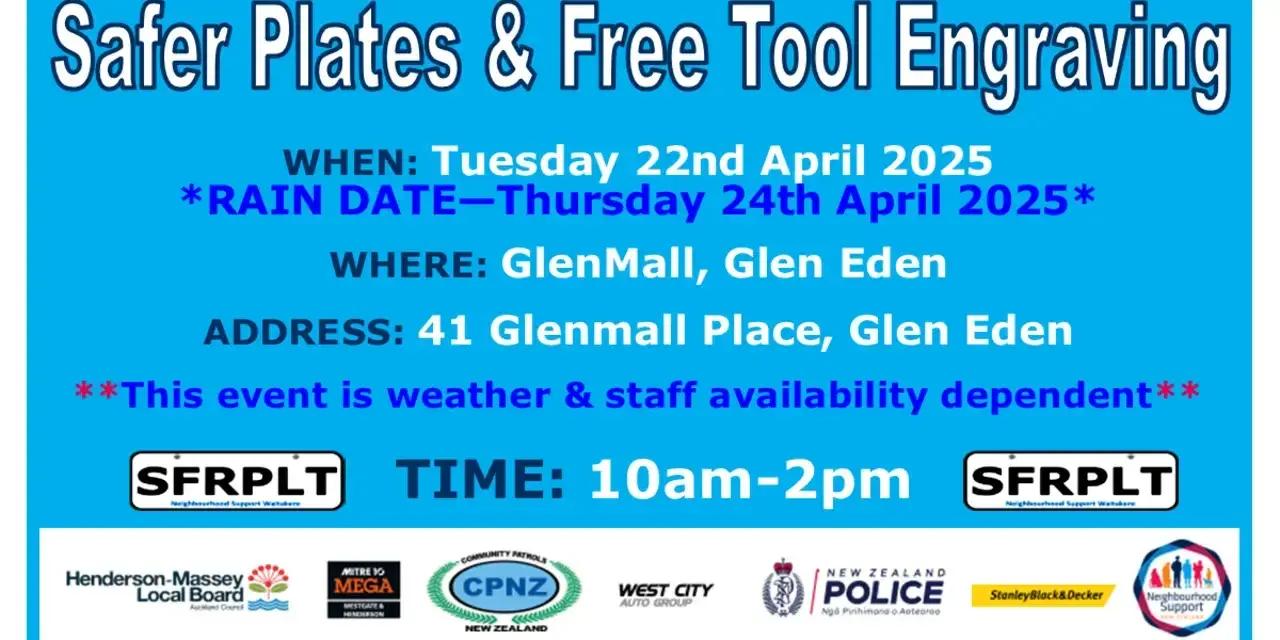 Safer Plates & Free Tool Engraving at Glen Eden