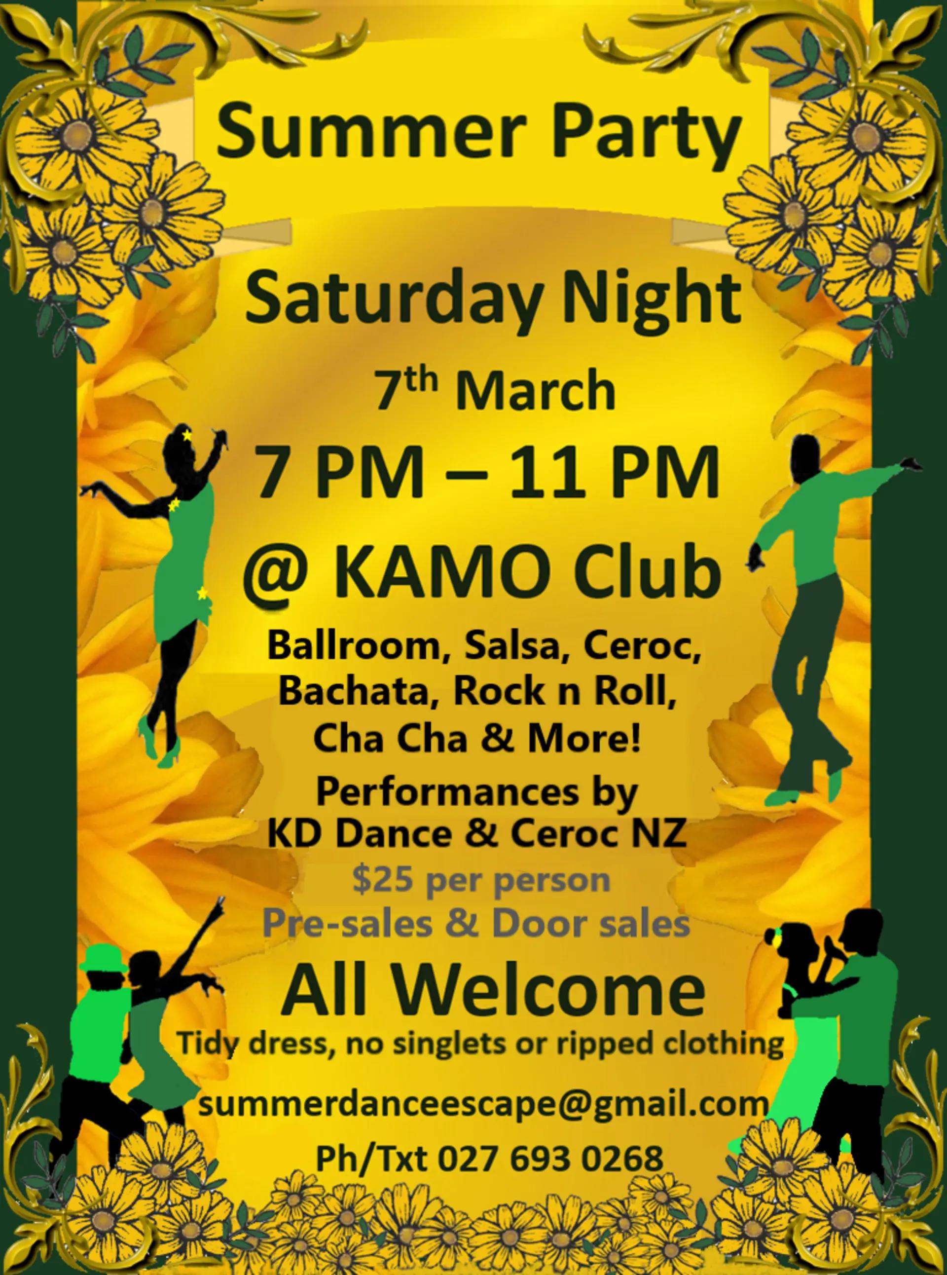 Saturday Night Party
Wide range of music played
All Welcome