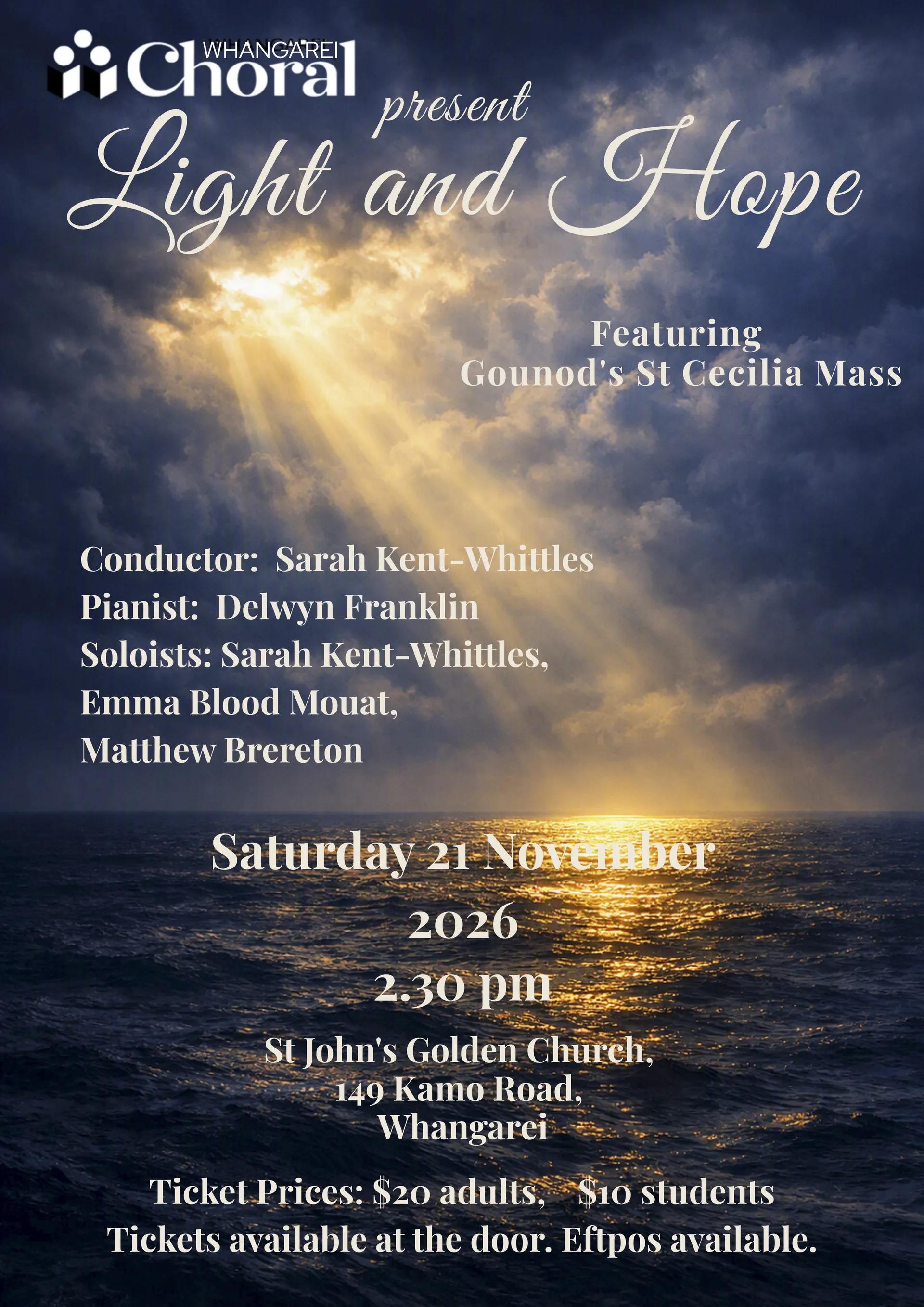 Choral concert to be given by Whangarei Choral, 21st November.